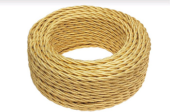 BIRONI Золото глянец Витой провод 2*0,75 150м B1-422-079-150