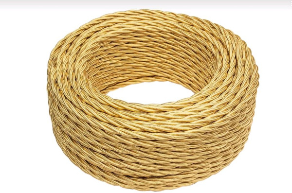 BIRONI Золото глянец Витой провод 2*0,75 150м B1-422-079-150