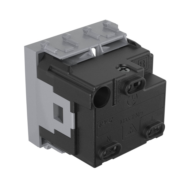 Купить DKC Розетка модульная, 2P+E, с з/ш, "Avanti", "Закаленная сталь", 2 модуля