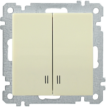 IEK ВС10-2-1-Б Выключатель двуклавишный с индикацией 10А BOLERO кремовый EVB21-K33-10