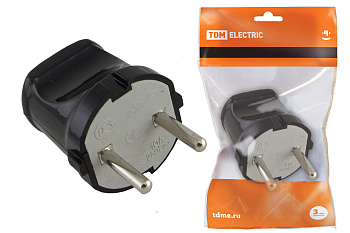 TDM Вилка б/з черная 6А 250В SQ1806-0002