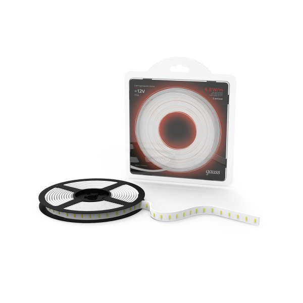 Купить Gauss Лента LED 2835 -SMD 4.8W 12V DC красный IP66 (блистер 5м) 311000705