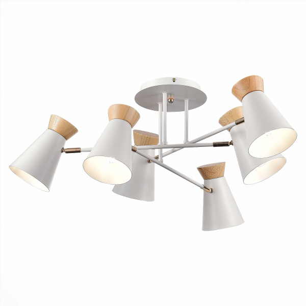 Evoluce SLE1252-502-06 Люстра потолочная Белый, Золотистый/Белый, Дерево E27 6*60W