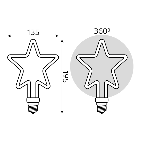 Купить Gauss Лампа Filament Artline Star 7W 580lm 2700К Е27 milky LED 1006802104