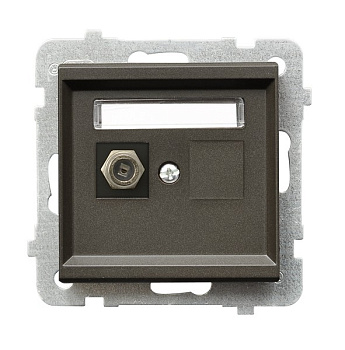 Ospel Sonata Шоколадный металлик Розетка антенная одинарная тип Ф, без рамки GPA-1RF/m/40