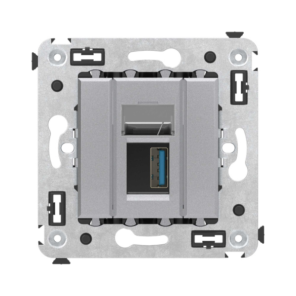 Купить DKC USB 3.0 розетка одинарная в стену, тип А-А, "Avanti", "Закаленная сталь"