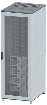 DKC Напольный 19" IT-корпус ДКС серии CQE 47U 600х2200х600, двери перфорированная+перфорированная, панели для крыши, кабельный ввод,RAL7011/7035