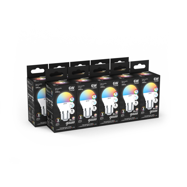 Купить Gauss Лампа Шар G45 6W E27 RGBW димирование LED 1/100 105102406