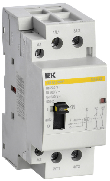 IEK KARAT Контактор модульный с ручным упр. КМ63-20МР AC KARAT