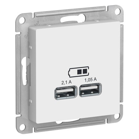 SE AtlasDesign Бел USB, 5В, 1 порт x 2,1 А, 2 порта х 1,05 А, механизм ATN000133