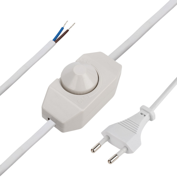 Сетевой шнур с диммером, 2х0,75 мм², 2 м белый Rexant 11-1139