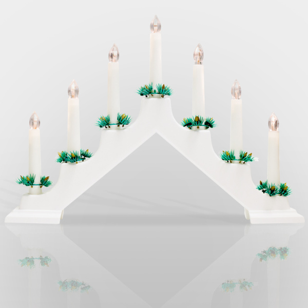 NEON-NIGHT Новогодняя горка 7 свечек, цвет корпуса: Белый, цвет свечения: ТЕПЛЫЙ БЕЛЫЙ 501-081