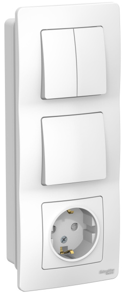 Купить Systeme Electric Blanca внутр Бел Блок: Розетка з/к шт 16А, 250В+выкл 1кл.+выкл 2кл.