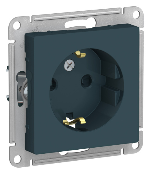 Купить Systeme Electric AtlasDesign Изумруд Розетка с/з со шторками, 16А, механизм