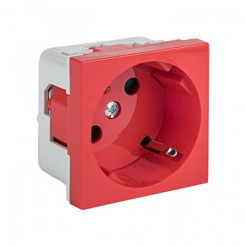 EKF PROxima Розетка 45х45 PRO, с заземлением, красная , 45 град