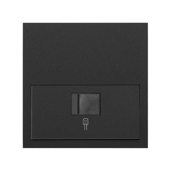 Simon 100 Черный матовый Кит 1 пост, фронт. Накладка на 1 розетку RJ45 10020106-238