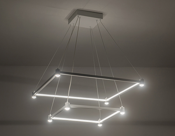 Купить Ambrella Светильник подвесной светодиодный FL5595/2+8 WH белый 60W 3000K/4200K/6400K 600*600*1300 (без ПДУ)