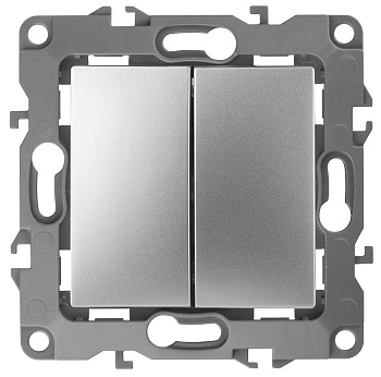 ЭРА 12-1104-03 Выключатель двойной, 10АХ-250В, IP20, 12, Алюминий