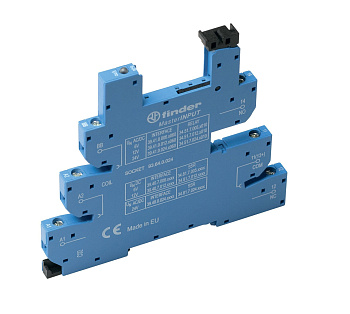 Finder Розетка MasterINPUT с винтовыми клеммами (с зажимной клетью) для реле 34 серии; питание 220В DC; в комплекте пластиковая клипса; опции: LED 93647220