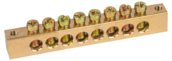 ЭРА Шина ЭРА NO-122-21 PEN земля-ноль 8х12мм 8/2 латунная крепеж по краям