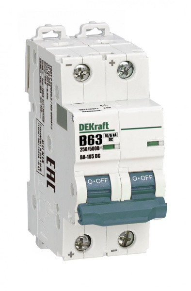 Dekraft Автоматический выключатель 2P 63A х-ка B 500В DC ВА-105 13373DEK