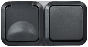 IEK TORS Блок розетка + выключ. гор. 16А IP55 TS142 графит