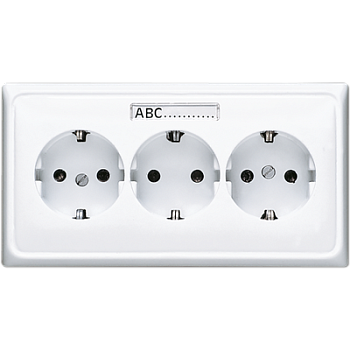 JUNG Розетка тройная с заземлением для кабельканалов, полем для надписи белая CD523NAWW
