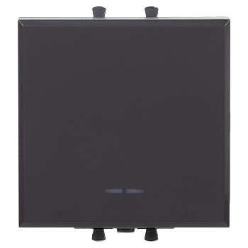 DKC Переключатель одноклавишный модульный, "Avanti", "Черный матовый", 2 модуля