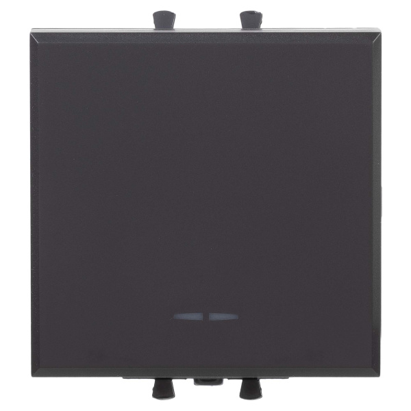 DKC Переключатель одноклавишный модульный, "Avanti", "Черный матовый", 2 модуля