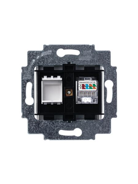 Купить ABB EPJ Levit серый / белый Розетка компьютерная RJ45 кат,5e+заглуш,, серый 2CHH295117A6016