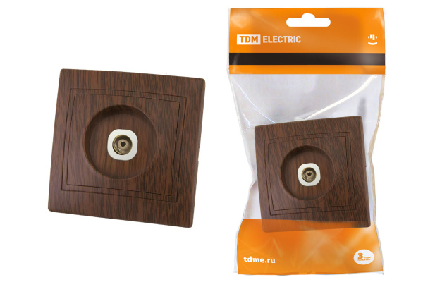 TDM Розетка телевизионная простая (0-2400МГц, "мама") "ЭКО" (бук) "Таймыр" SQ1814-0322