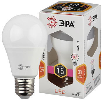 ЭРА LED A60-15W-827-E27 (диод, груша, 15 Вт, тепл, E27) (10/100/1500)