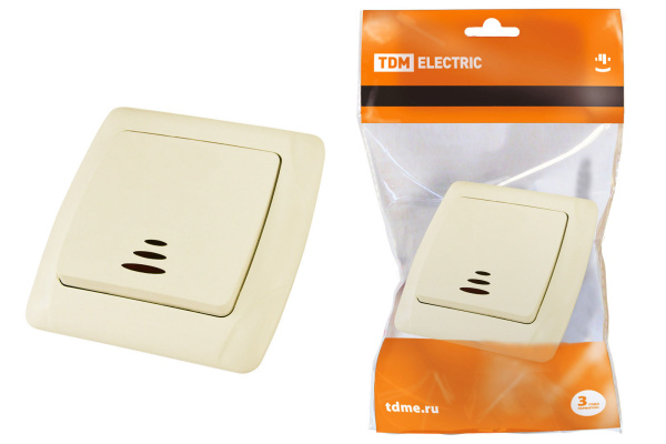 TDM Выключатель 1 кл. с подсветкой 10А сл. кость "Онега" SQ1805-0033