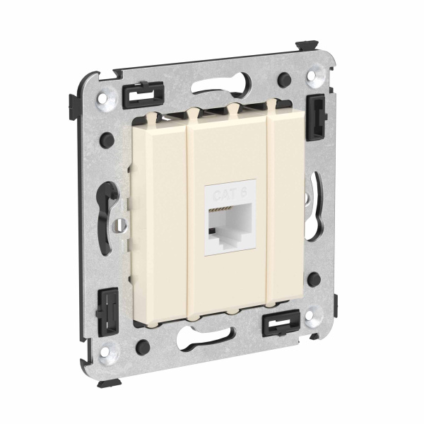 Купить DKC Компьютерная розетка RJ-45 без шторки в стену, кат.6 одинарная, "Avanti", "Ванильная дымка"