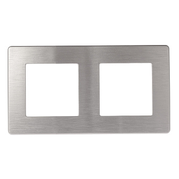 ЭРА Рамка для розеток и выключателей Серия 12 12-5102-03 на 2 поста, Сатин, алюминий