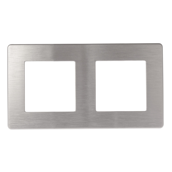 ЭРА Рамка для розеток и выключателей Серия 12 12-5102-03 на 2 поста, Сатин, алюминий