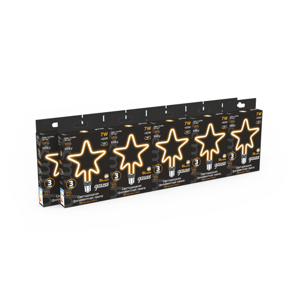 Купить Gauss Лампа Filament Artline Star 7W 580lm 2700К Е27 milky LED 1006802104