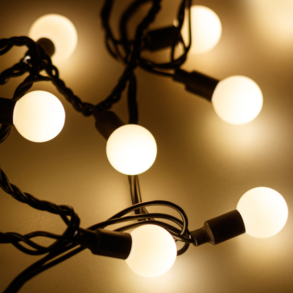 Купить Arlight Светодиодная гирлянда ARD-BALL-CLASSIC-D23-10000-BLACK-80LED WARM (230V, 3.5W) (Ardecoled, IP65) 025617