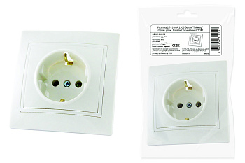 TDM Розетка 2П+З 16А 250В белая "Таймыр" (пром. упак., бакелит. основание) SQ1814-0512