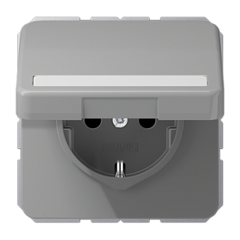 JUNG SCHUKO®-розетка 16 A / 250 B ~ с полем для надписи и крышкой, серая CD1521BFNAKLGR
