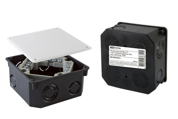 TDM Распаячная коробка СП 110х110х50мм, крышка, IP20, инд. штрихкод, SQ1402-0915