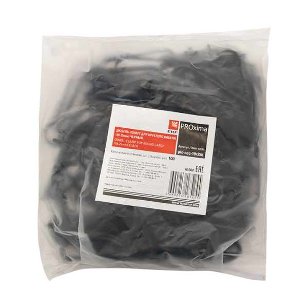 Купить EKF PROxima Дюбель-хомут для круглого кабеля (19-25мм) черный (100шт.)