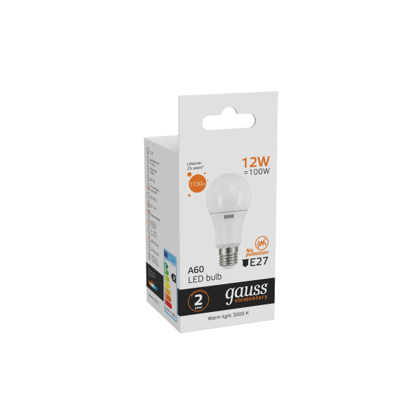 Купить Gauss Лампа Elementary A60 12W 1130lm 3000K E27 LED 23212