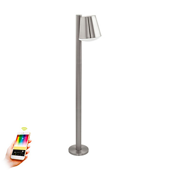 Eglo 97485 Уличный cветодиодный фонарь СALDIERO-C умный свет, 9W(E27), L240, H965, нержавеющая сталь/пластик, белый