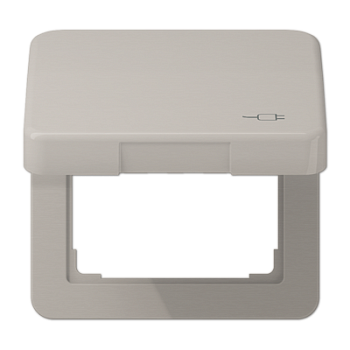 JUNG Рамка с подпружиненной крышкой для механизмов 50*50, с символом "Вилка", платина CD590KLSOCPT