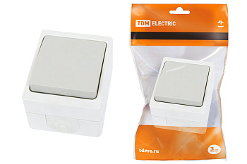 TDM Переключатель на 2 направления 1-кл. открытой установки IP54 10А серый "Вуокса" SQ1803-0003