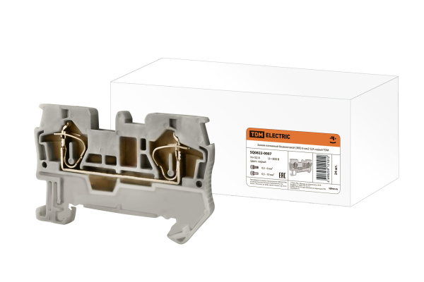 TDM Зажим клеммный безвинтовой (ЗКБ) 6 мм2 52А серый SQ0822-0007