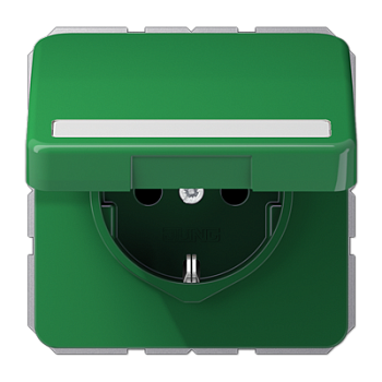 JUNG SCHUKO®-розетка 16 A / 250 B ~ с полем для надписи и крышкой, зелёная CD1521BFNAKLGN