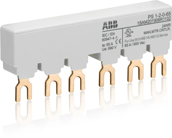 ABB Разводка шинная 3-фазн. PS1-2-0-65 до 65А для 2-х автоматов типа MS116, MS132, MS132-T, MO132 без доп. контактов 1SAM201906R1102
