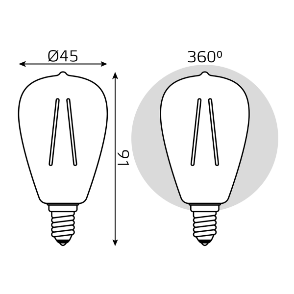 Купить Gauss Лампа Basic Filament ST45 4,5W 470lm 2700К Е14 LED 1141115